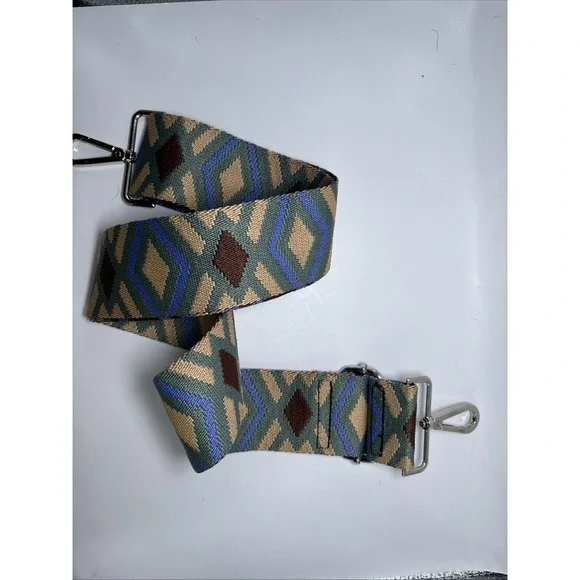 Brown/Blue Pair Adjustable Replacement Purse Crossbody Strap w/Silver Hardware - Picture 3 of 3